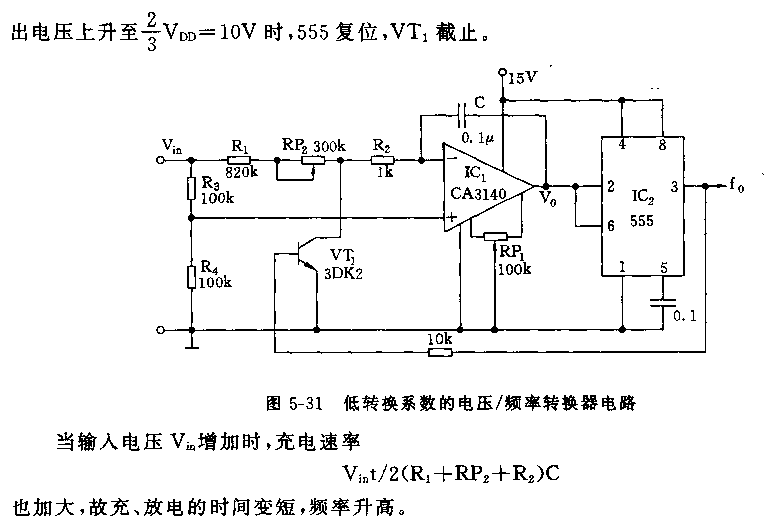 555低转换系数的电压／频率转换器电路