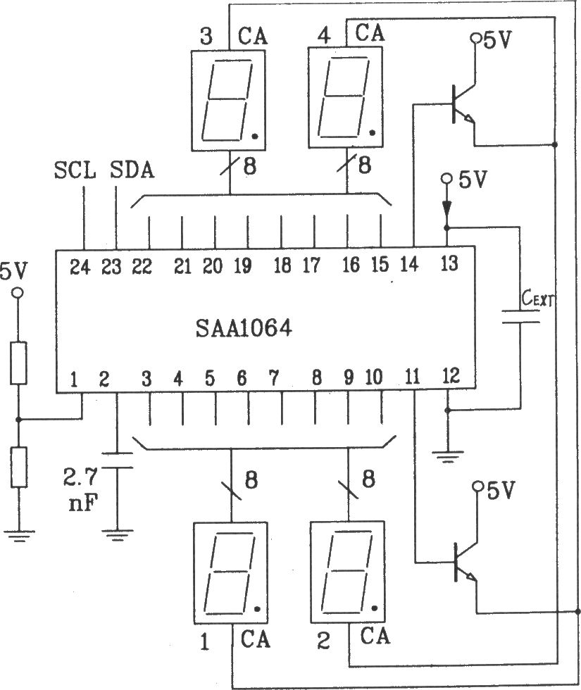 SAA1064串行I2C总线LED显示驱动集成电路动态驱动接