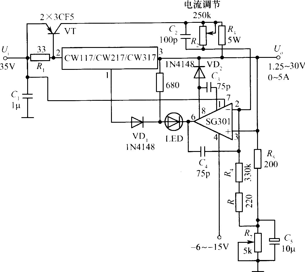 CW117／CW217／CW317构成的恒压／恒流电源的原理图