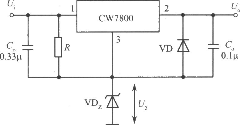 CW7800构成的集成稳压器的升压电路之二