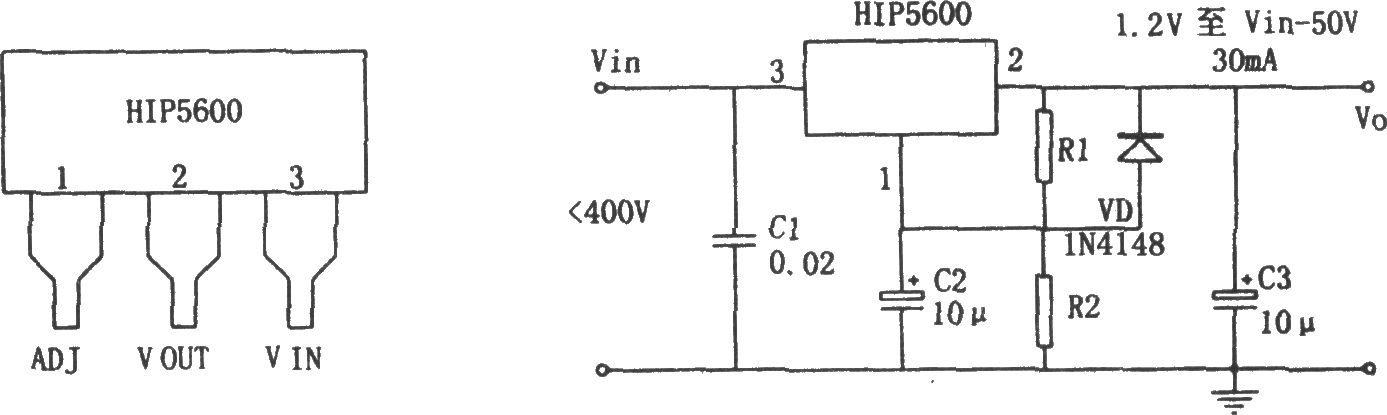 用高压线性稳睚器HIP5600构成的小功率