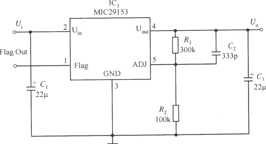MIC29153构成的最简单的慢启动稳压器电路