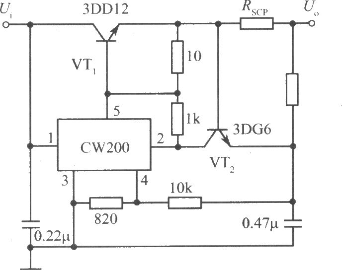用NPN型功率晶体管扩流的CW200集成稳压电源