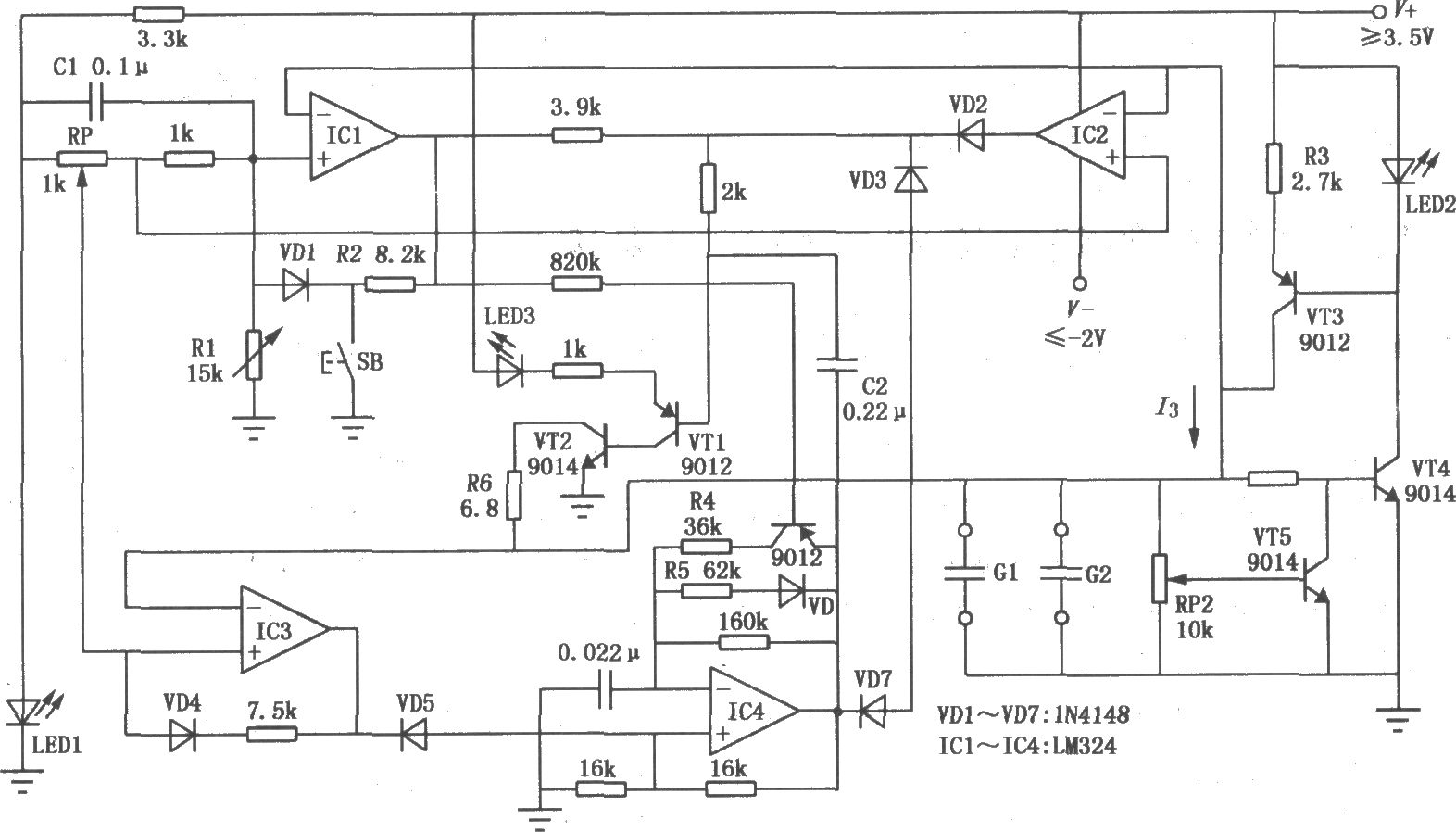 LM324构成的先放后充功能的镉镍电池充电器