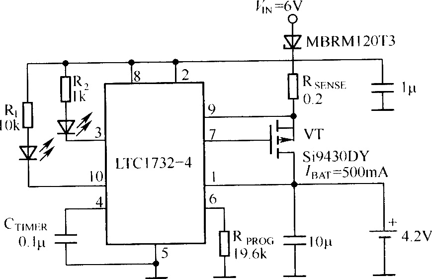 用LTC732作为控制器为单节4.2伏锂离子电池充电