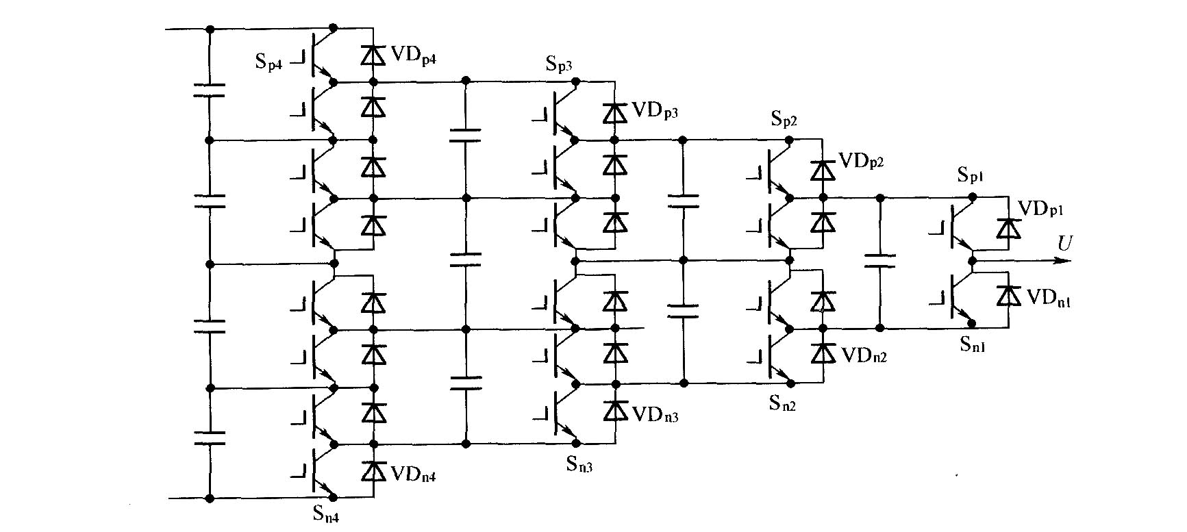 电容电压自平衡式5电平单相变换电路