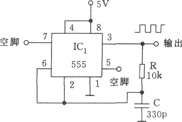 由555和R、C三个元件组成的方波发生器