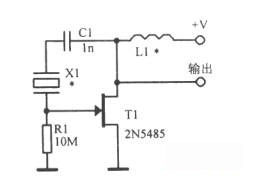 用结型场效应管组成的基本Pierce晶体振荡器