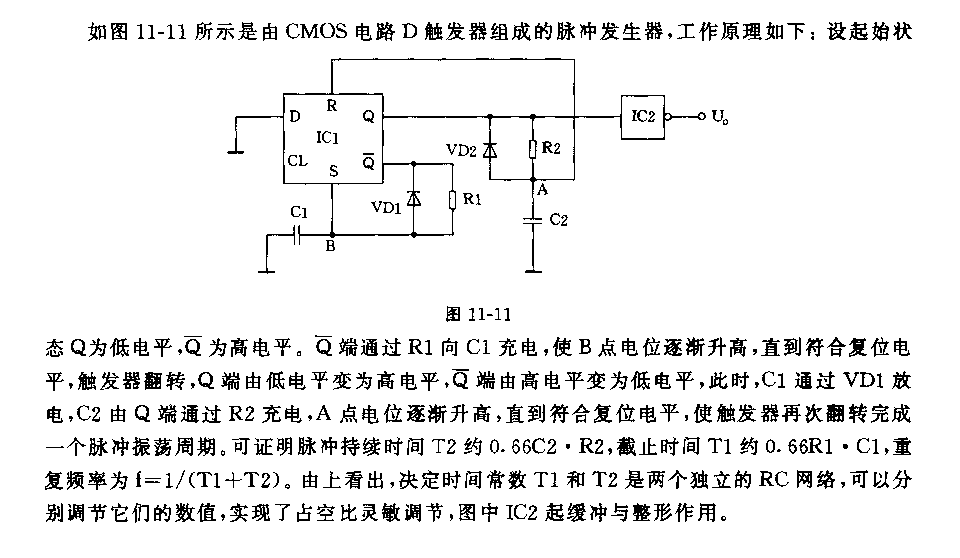 简易占空比可调脉冲发生器电路