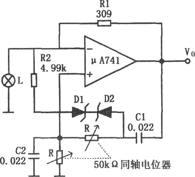 μA741构成的频率可调的音频振荡器