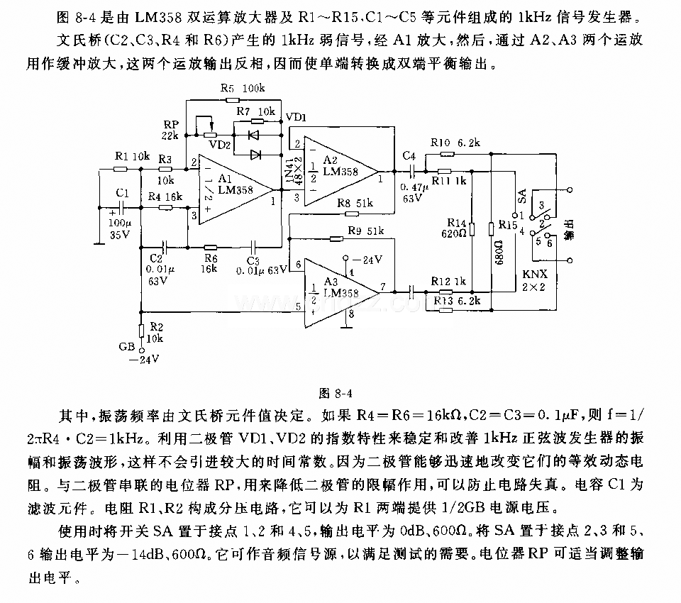 lkEb文氏桥信号发生器电路