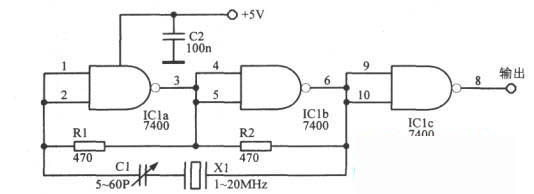 “与非”门TTL晶体振荡器