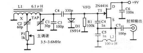 具有电阻调谐的3500～3600kHz可变频率振荡器