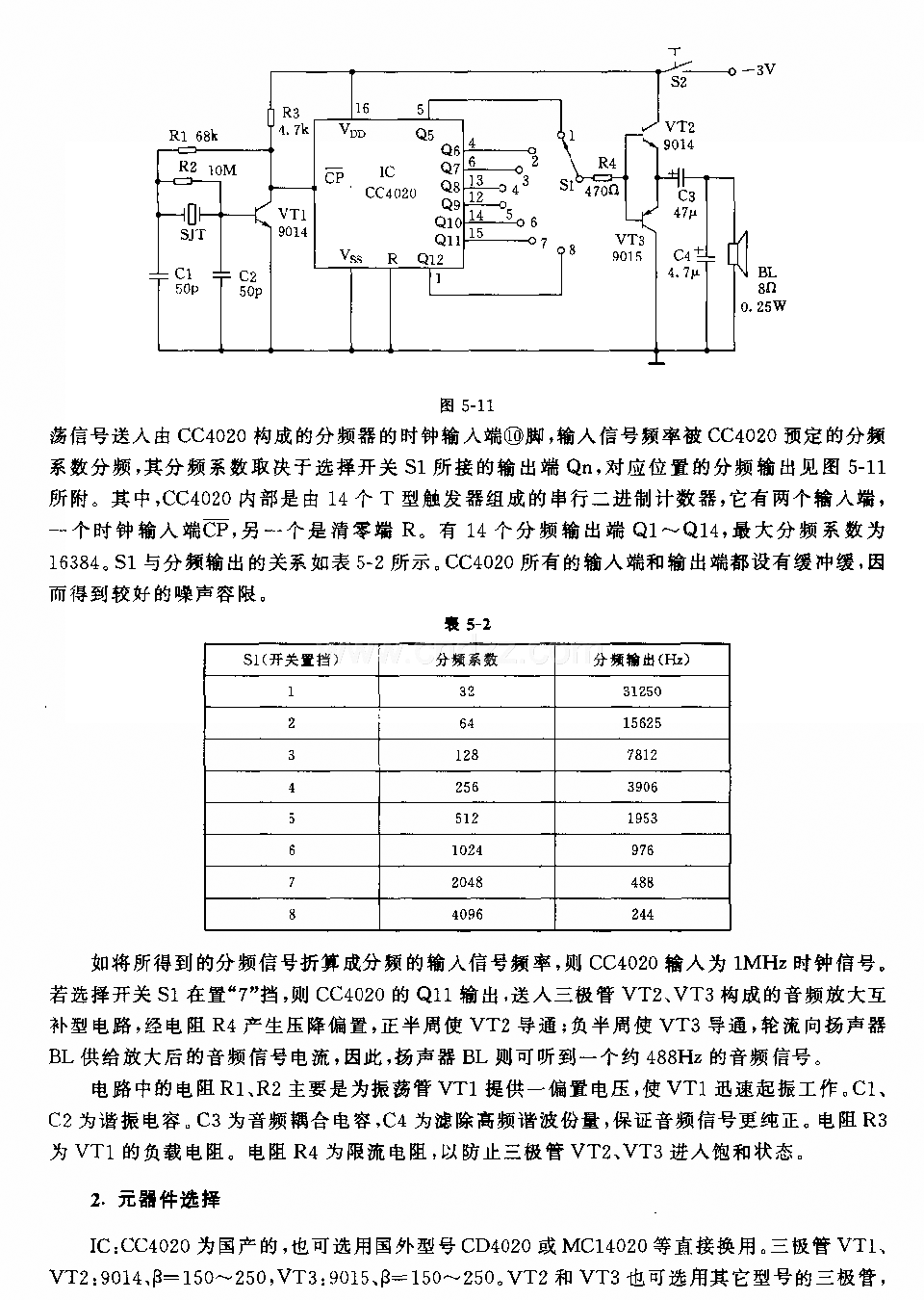 石英晶振与分频电路