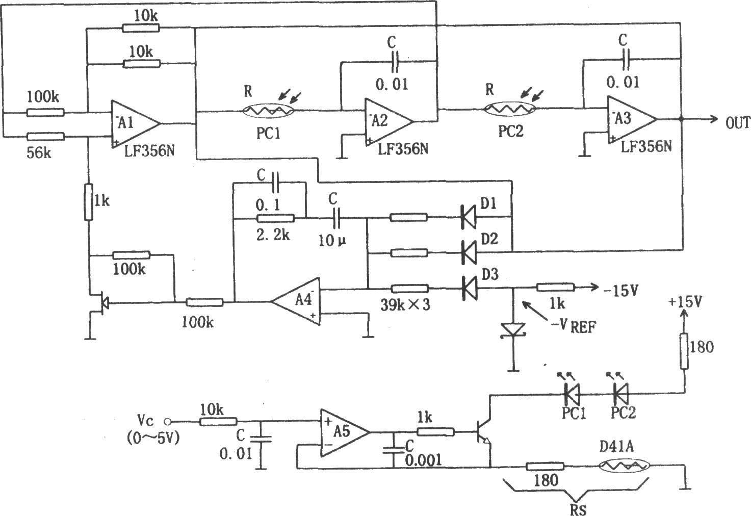 LF356N构成的宽频带正弦波压控振荡器