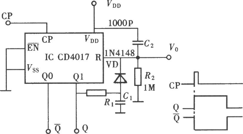 用CD4017组成单稳态触发器