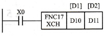 三菱FX系列PLC的数据交换指令[XCH(FNC17)]