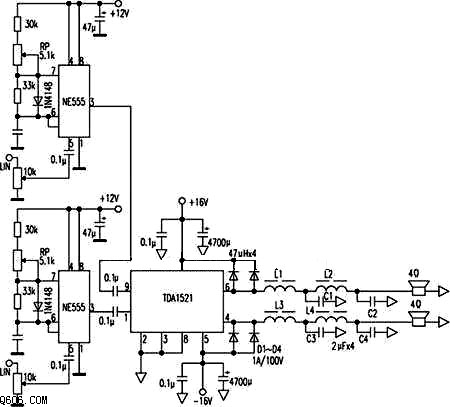 用NE555与TDA1521设计的D类数字功放