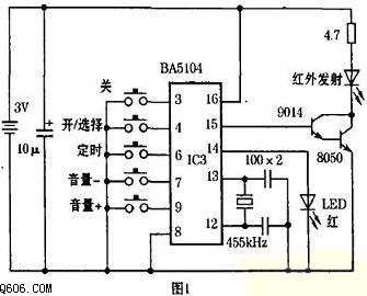 BA5104/BA8206音响遥控电路图