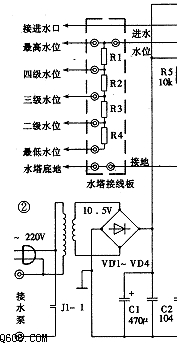 Q606型水塔水位显示控制器电路图