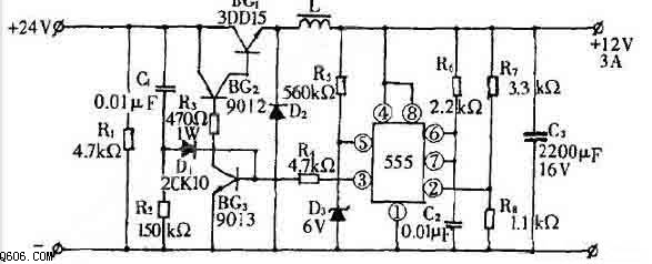 很实用的24V转12V开关电源电路图