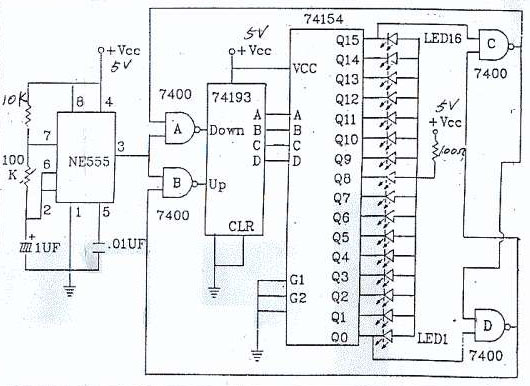 NE555和74LS00等制作LED跑马灯