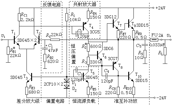 OCL准互补功率放大电路图