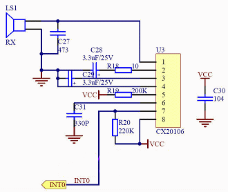 用CX20106A做超声波测距电路图