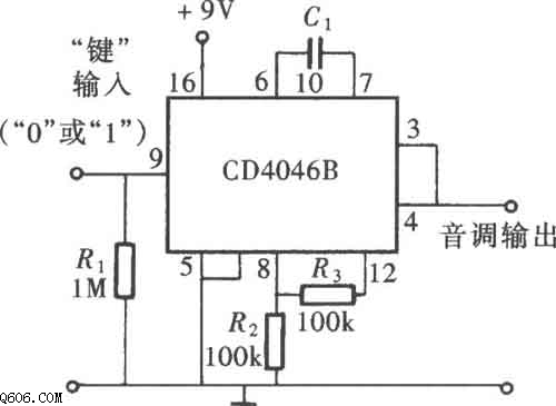 用CD4046组成的方波信号发生器电路图
