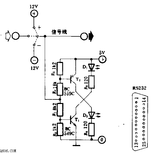 计算机串行接口状态指示电路图