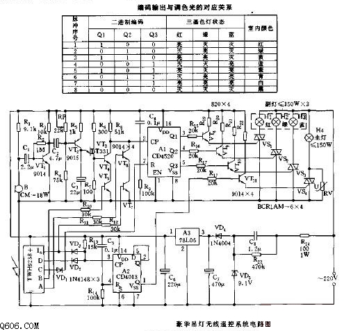 豪华吊灯无线遥控系统电路图