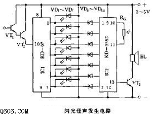闪光怪声发生电路图