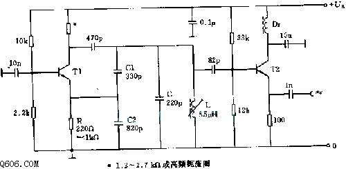 4.5MH2射极输出振荡器电路图