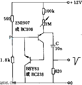采用两个互补晶体管的脉冲发生器电路图