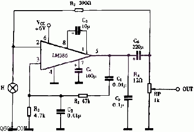 巧用LM386作正弦波振荡器电路图
