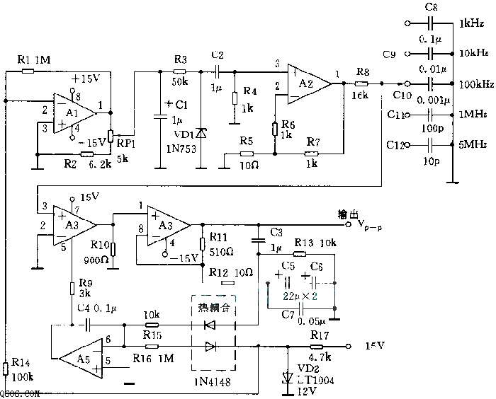 宽波段随机噪声发生器电路图