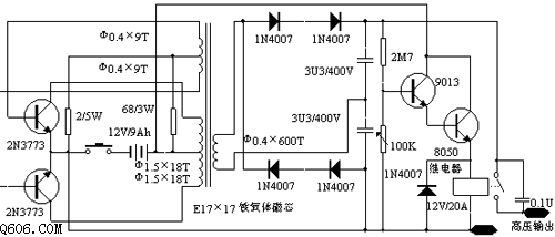 脉冲直流电子捕鱼器电路图