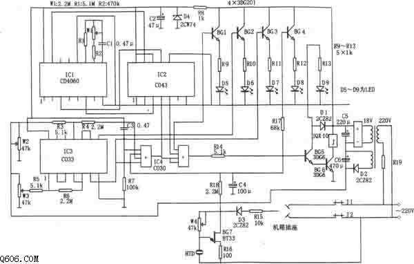 五功能电冰箱保护器(CD4060、C043、C033)