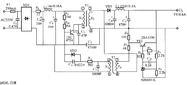 输出5v／0.4a的小功率开关电源电路图