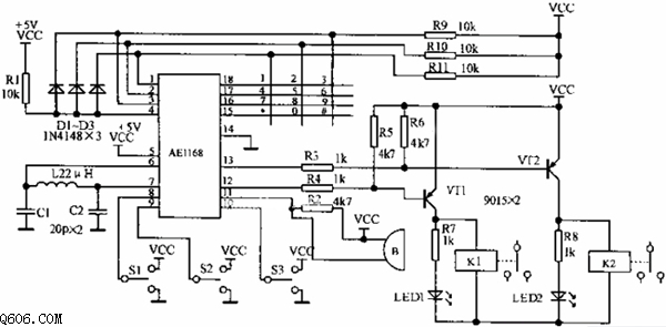 AE1169制作的增强型密码锁电路图