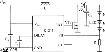 R1211驱动白光LED电路图