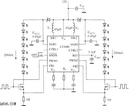 LT3486构成的汽车LED驱动器电路图