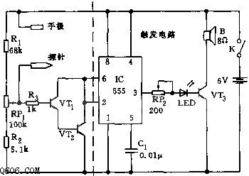 555简易探穴仪电路图