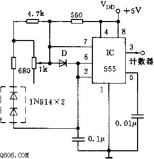 555数字温度传感头电路图