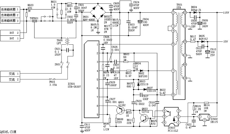 采用STR-S6307的SONY KV2185电源电路图