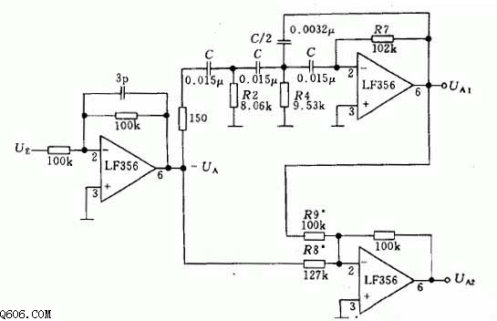 LM356运放组成的三阶不对称滤波器电路图