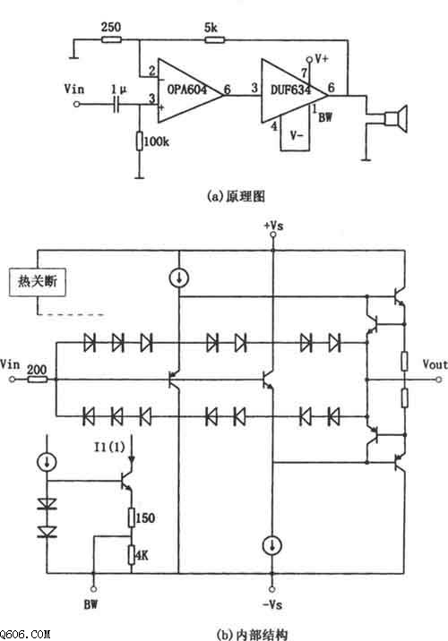 OPA604高性能小功率音频功率放大器电路图