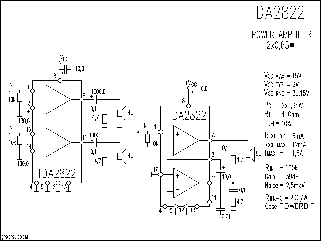 TDA2822功放电路图