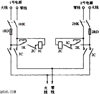 单相照明双路互备供电电路图