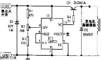 LM723组成的汽车稳压器电路图